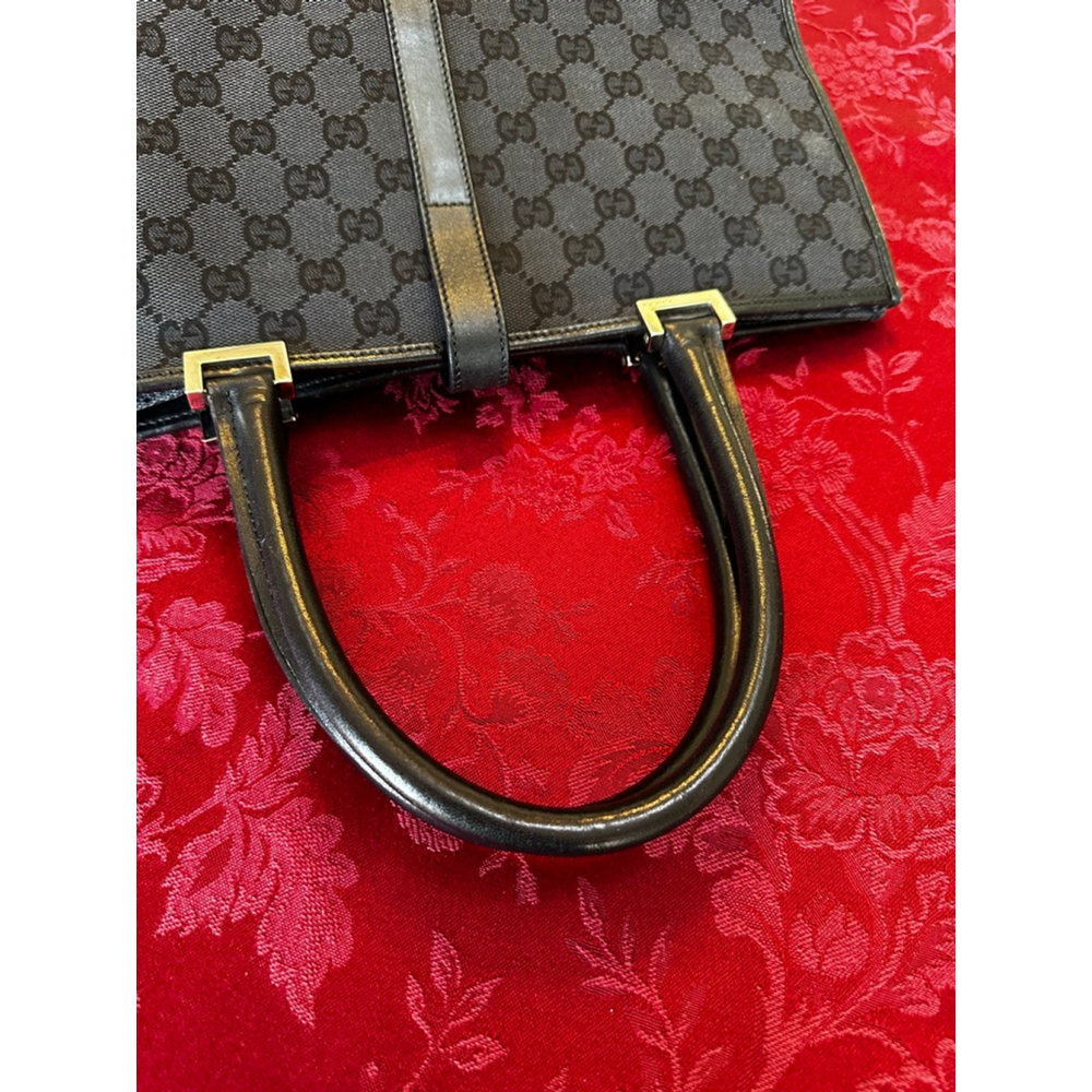 Gucci Black Monogram Canvas & Leather Jackie Tote Bag w/ Silver Piston Lock - Picture 14 of 14